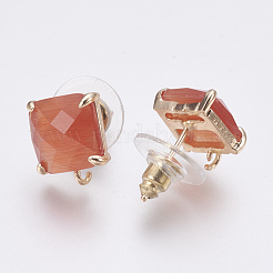 Faceted Glass Stud Earring Findings&nbsp;GLAA-F084-C01