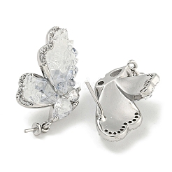 Brass with Enamel with Cubic Zirconia with Crystal Stud Earring with 925 Sterling Silver Pins&nbsp;KK-Q820-07P