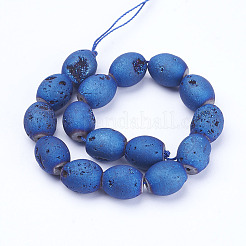 Electroplated Natural Druzy Geode Agate Bead Strands&nbsp;G-P250-12x14mm-02
