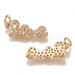 Brass Micro Pave Clear Cubic Zirconia Pendants&nbsp;ZIRC-N040-13-G