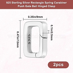 2Pcs 925 Sterling Silver Spring Gate Rings&nbsp;STER-BBC0007-35