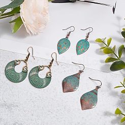 3 Pairs 3 Style Alloy Teardrop with Rhombus Dangle Earrings for Women&nbsp;EJEW-AN0002-01