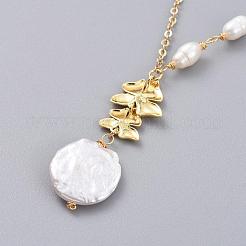 Natural Baroque Pearl Keshi Pearl Pendant Necklaces&nbsp;NJEW-JN02652