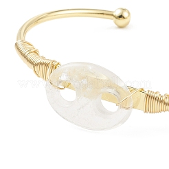 Natural Quartz Crystal Coffee Bean Open Cuff Bangle&nbsp;BJEW-G660-01G-07