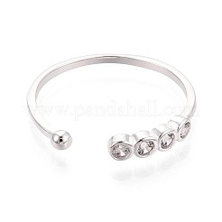 925 Sterling Silver Micro Pave Clear Cubic Zirconia Open Cuff Rings for Women&nbsp;STER-N016-145S
