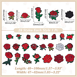 28Pcs Rose Computerized Embroidery Polyester Iron on/Sew on Patches&nbsp;PATC-WH0003-52