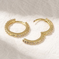 Rack Plating Brass Micro Pave Cubic Zirconia Hoop Earrings&nbsp;EJEW-H143-15G