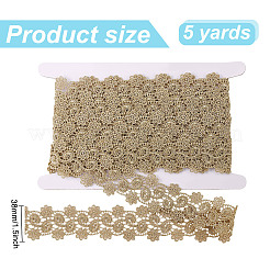 5 Yards Metallic Yarn Flower Lace Trim Ribbons&nbsp;SRIB-HY0001-07C