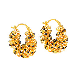 Spiral Wrapped Circle Spring Brass Micro Pave Cubic Zirconia Hoop Earrings&nbsp;FS-WG5C759-01