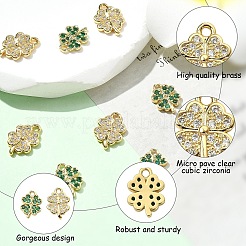 8Pcs 2 Styles Brass Micro Pave Cubic Zirconia Charms&nbsp;KK-YW0004-06