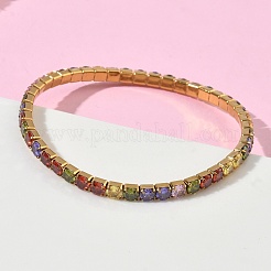 304 Stainless Steel Micro Pave Colorful Cubic Zirconia Tennis Bracelets for Women&nbsp;BJEW-G779-02G