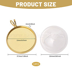 DIY Half Round Brass & Glass Pendant Making Kits&nbsp;DIY-CA0006-70