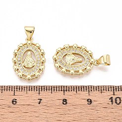 Brass Micro Pave Cubic Zirconia Pendants&nbsp;KK-T071-92G
