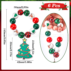 Christmas Tree Wood Beaded Napkin Rings&nbsp;AJEW-SC00038