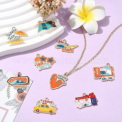 18Pcs 9 Styles Tourism Theme Alloy Enamel Pendants&nbsp;FIND-CJ0004-66