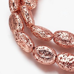 Electroplated Natural Lava Rock Beads Strands&nbsp;G-P400-01