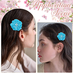 30Pcs Polyester & Plastic Imitation Pearl & Rhinestone Flower Ornament Accessories&nbsp;DIY-SP0006-06B
