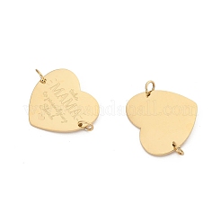 304 Stainless Steel Heart with Word MAMA Connector Charms&nbsp;STAS-P396-03C-G