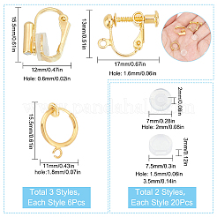 18Pcs 3 Style Brass Clip-on Earring Findings&nbsp;FIND-SC0003-96G