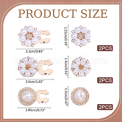 6Pcs 3 Styles Flat Round & Flower Alloy Resin Cufflinks&nbsp;FIND-ME0004-45