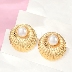 304 Stainless Steel ABS Plastic Pearl Stud Earrings for Women&nbsp;EJEW-U046-09G