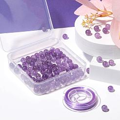 100Pcs 8mm Natural Amethyst Round Beads&nbsp;DIY-LS0002-13
