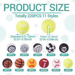 220Pcs 11 Styles Handmade 8 Ball Polymer Clay Beads&nbsp;CLAY-TA0001-88