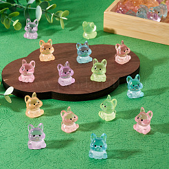 48Pcs 6 Colors Luminous Resin Dog Figurine&nbsp;DJEW-TA0001-43