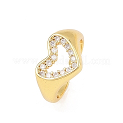 Brass Micro Pave Cubic Zirconia Cuff Rings for Women&nbsp;RJEW-Z113-41G