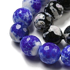 Faceted Natural Fire Crackle Agate Beads Strands&nbsp;G-F447-12mm-G