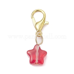 Glass Star Transparent Pendant Decorations&nbsp;HJEW-JM04020-02