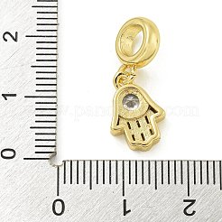 Rack Plating Brass Micro Pave Clear Cubic Zirconia European Dangle Pendants&nbsp;KK-Z067-28G