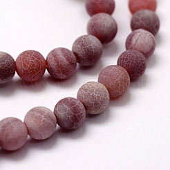 Frosted Natural Agate Beads Strands&nbsp;X-G-F367-8mm-04
