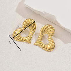 Asymmetrical Hollow Texture Heart 201 Stainless Steel Stud Earrings&nbsp;OS0464
