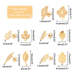 20Pcs 10 Style 304 Stainless Steel Stud Earring Findings&nbsp;STAS-DC0001-38