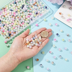 270Pcs 9 Colors Frosted Baking Paint Crackle Glass Beads with Glitter Powder&nbsp;DGLA-YW0001-34