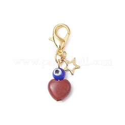 Natural Gemstone Heart Pendant Decorations&nbsp;HJEW-JM01050