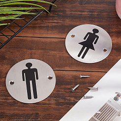 2 Sets 2 Style 201 Stainless Steel Toilet Signs&nbsp;DIY-UN0001-87