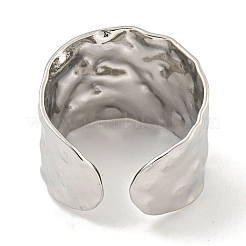 Non-Tarnish 304 Stainless Steel Hammered Open Cuff Ring&nbsp;RJEW-A043-08P