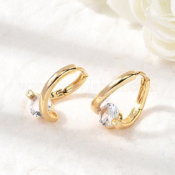 Brass Micro Pave Clear Cubic Zirconia Round Hoop Earrings&nbsp;EJEW-P331-09G
