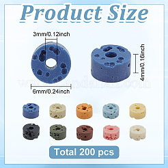 200Pcs 10 Colors Natural Lava Rock Dyed Beads&nbsp;G-ME0001-12