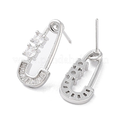 Safety Pins Shape Brass Stud Earrings&nbsp;EJEW-F332-04P