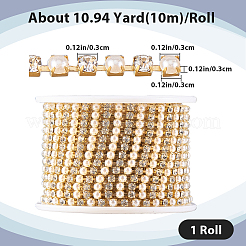 Plastic Pearl & Rhinestone Cup Chains&nbsp;CH-WH0013-01B-G