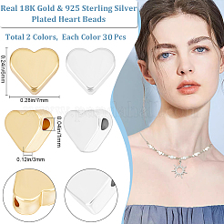 60Pcs 2 Colors Brass Beads&nbsp;KK-BBC0022-42