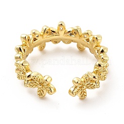 Clear Cubic Zirconia Flower Wrap Open Cuff Ring&nbsp;KK-H439-13G