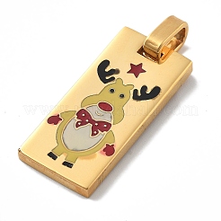 Christmas Ion Plating(IP) 304 Stainless Steel Enamel Pendants&nbsp;STAS-Z098-41G
