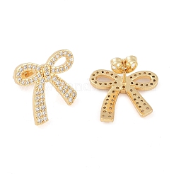Brass Micro Pave Clear Cubic Zirconia Stud Earrings for Women&nbsp;EJEW-S225-13G