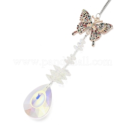 Crystal and Alloy Rhinestones Steel Wire Pendant Decorations&nbsp;HJEW-R050-01RGP