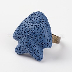 Adjustable Fish Lava Rock Gemstone Finger Rings&nbsp;RJEW-I015-11