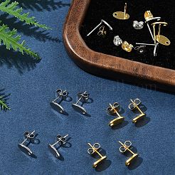 16Pcs 2 Colors 201 Stainless Steel Stud Earring Findings with Hole&nbsp;EJEW-FS0001-19
